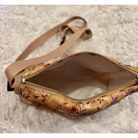 LeSportsac Deluxe Everyday Crossbody Adjustable Strap Beige Floral Y2K Bag - Picture 5 of 6